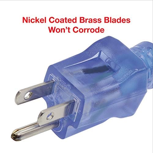 Clear Power Heavy Duty Outdoor Extension Cord - 100 FT, Blue | for Extreme Cold Weather -50°C, 16/3 SJTW, 3 Prong Grounded Plug, with Power Indicator Light (CP10075) - Image 3