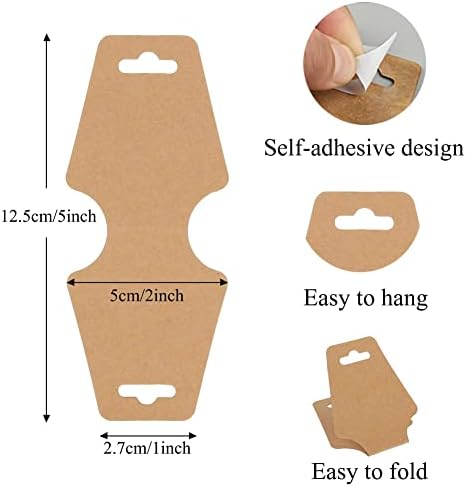 200 Pieces Keychain Display Cards with Adhesive Necklace Bracelet Jewelry Hanging Blank Kraft Paper Packaging Tags - Image 2