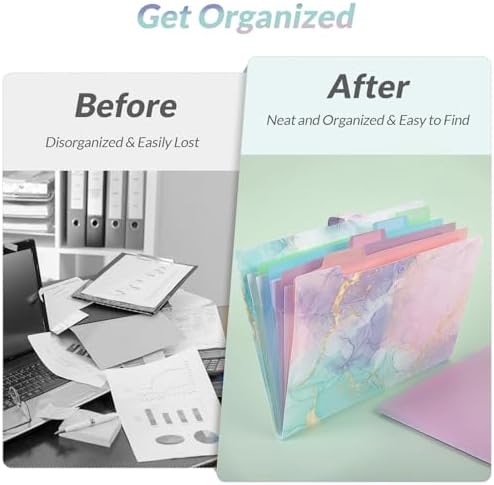 SKYDUE Expanding File Folder with 5 Pockets, Cute Accordion File Organizer, Letter Size Filing Folder, Letter Size Folders for Documents, School Office Supplies Marble Pink - Image 7