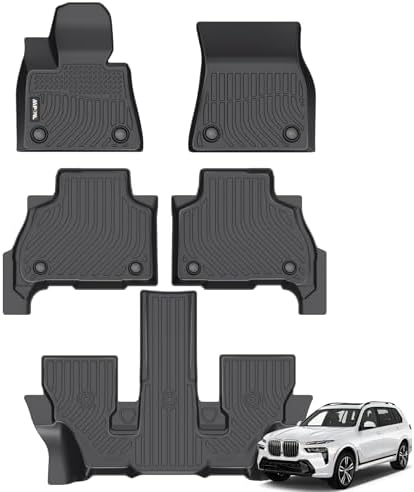 AIPOIL® Custom Fit TPE Floor Mats for 2019-2026 BMW X7 (Only 6-Seater), Raised Edge Non-Slip All-Weather Waterproof Stain-Resistant Durable Mats by AIPOIL