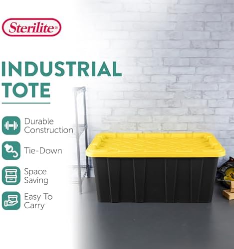 Sterilite Industrial Storage Tote with Lids for Garage, 38 Gallon, 16-Pack - Image 3