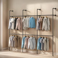 Industrial Pipe Garment Rack, Wall Mounted Clothing Organizer for Walk-in Wardrobe, Multi-Purpose Storage Solution, Heavy Duty, 399 * 220cm by Unknown