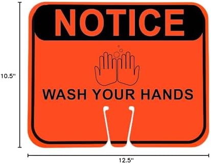 Cortina Single Sided Cone Sign "Notice Wash Your Hands", 03-550-NWYH, 12.5" x 10.5", Orange with Black - Image 2