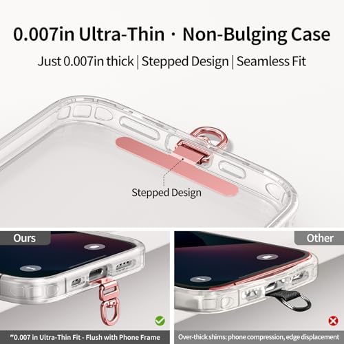 saxsion Phone Tether Tab & Lanyard Tab, 360° Swivel Clip - Ultra Thin Stainless Steel Universal Patch for All Phone Cases - Image 3