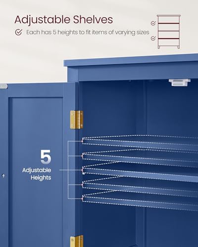 VASAGLE Bathroom Floor Storage Cabinet with 4 Doors, Bijou Blue - Image 7