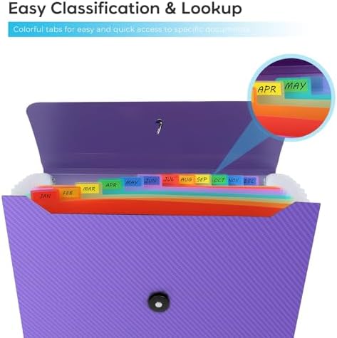 Accordion File Organizer, Expanding File Folder for Sorting Documents and Papers, 13 Pockets File Storage Organizer for Home, Travel and Office Use, Hospital Bag Essentials (Purple) - Image 5