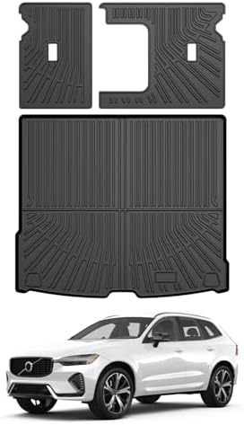 Mixsuper Cargo Liner for Volvo XC60 2018-2024 2025, All Weather Trunk Mat Backrest Mat TPE Back Seat Cover Protector for XC60 Accessories by Mixsuper