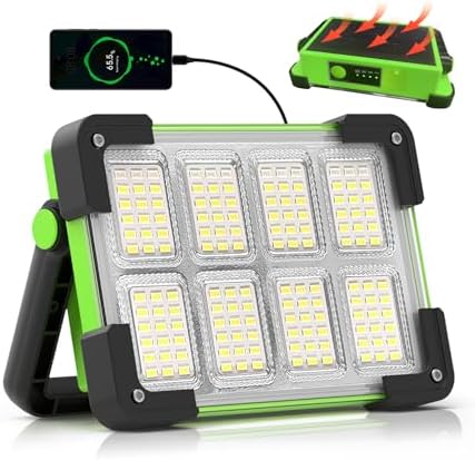 120W Solar Rechargeable 144 LED Work Light, 10000LM Flood Light by DANCINGBOAR