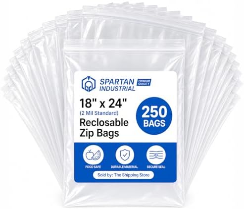 18" X 24" 5 Gallon Reclosable Zip Plastic Poly Bags (250 Count) - 2 Mil by SpartanIndustrial