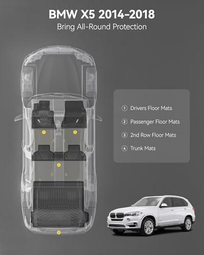 3W BMW X5 Floor Mats & Cargo Liner 2014-2018, TPE All Weather Heavy Duty - Image 2