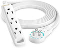Maximm 10 Ft 360 Rotating Flat Plug Extension Cord, 3-Outlet, White, UL by MaximmCable