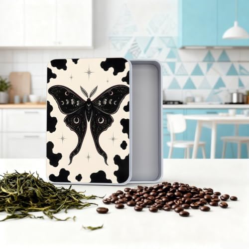 Midnight Moth Cow Metal Tin Box with Lid,Storage Container - Image 5