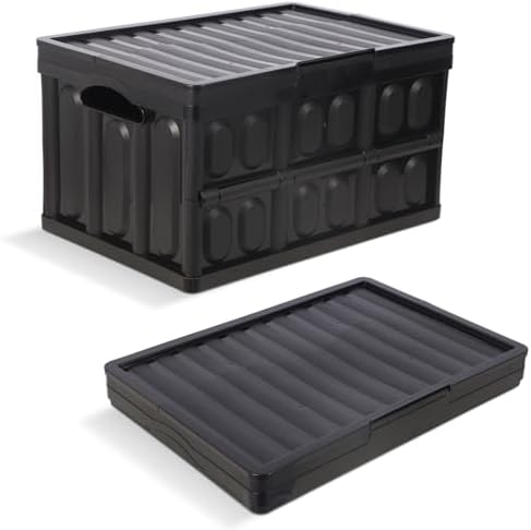 Collapsible Storage Bins,Collapsible Crates Basket (45L 1PK Black) by Shineyaplus