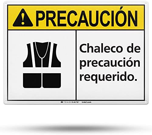 TRADESAFE Spanish Safety Vest Required Sign, Aluminum PPE Safety Signs by TRADESAFE