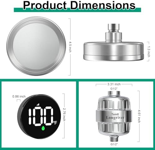 Longriver Tem8 Luxury Filtered Shower Head with Temperature Display - Image 7
