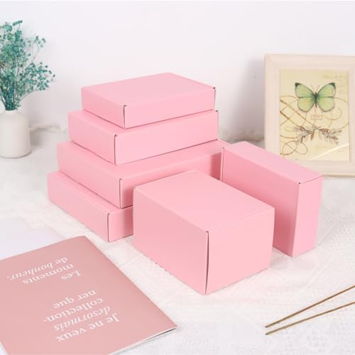 Shipping Boxes for Packaging, 9x6x4" Pink Corrugated Cardboard Boxes, 20 Packs Medium Mailing Boxes for Small Business - Image 3