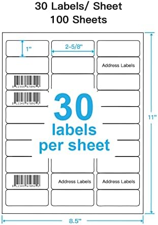 Shipping Address Labels, 1" x2-5/8 Address Labels, 100 Sheets,3000 Labels - Image 2