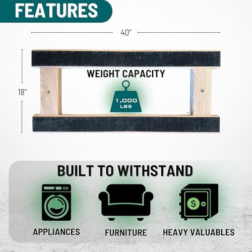 Made in USA Premium Solid Oak Furniture Dolly - 18"x40" H-Frame w/Non-Slip Grip, 3.5" Non-Marking Wheels, Heavy-Duty 1000 lbs Capacity (18"x40" Solid Oak Dolly) - Image 3