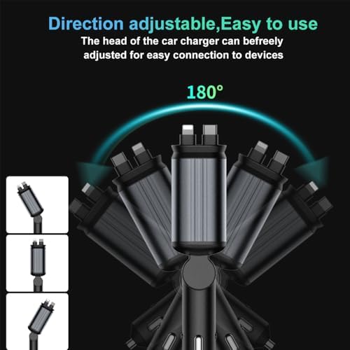 Starlight Retractable Car Charger, Car Phone Charger USB C Fast Charger - Image 6