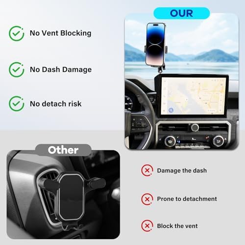 Car Phone Holder Fit for Toyota Tacoma 2024 2025 2026 W/Dash Tray Storge Box Organizer, Cell Phone Mount for Tacoma Accessories 14 inch Touch Screen 360 Degree Rotation (Not Fit 8 inch) - Image 5