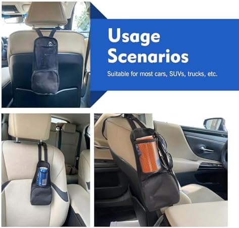 2PCS Car Seat Side Organizer, Multi-Pocket Storage Hanging Bag, Multifunctional Mesh Net Pocket, Holds Phones, Drink, Glasses, Wallet, for Cars, Trucks, Black - Image 7