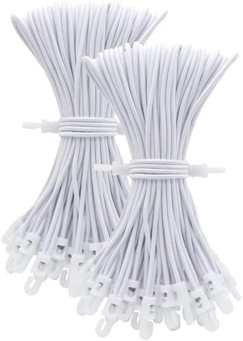 ABINLIN Small Bungee Cords with Hooks Heavy Duty 10 Inch 100 Pcs White by ABINLIN