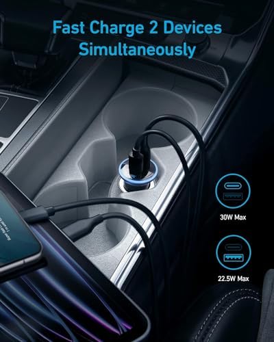 Anker 323 52.5W USB C Car Charger with 30W PowerIQ 3.0 Fast Charging - Image 3