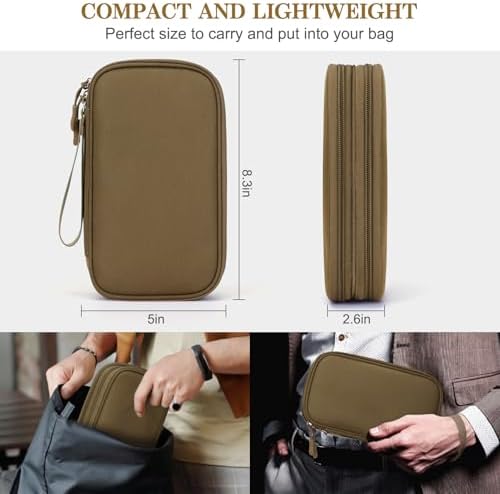 FYY Electronic Organizer, Travel Tech Pouch Bag, Medium, Brown - Image 2