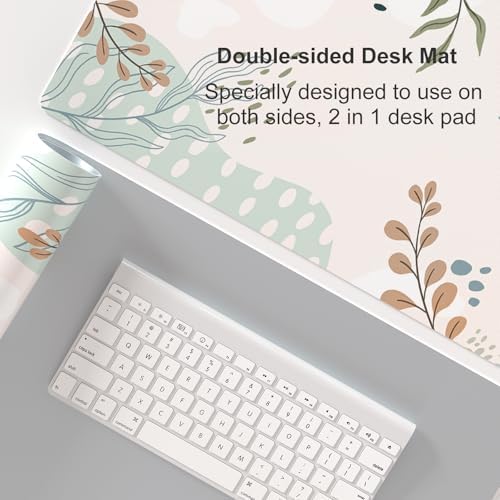 Faux Leather Large Mouse Pad, Office Desk Mat, 31.5"x15.7", Green Pink - Image 5