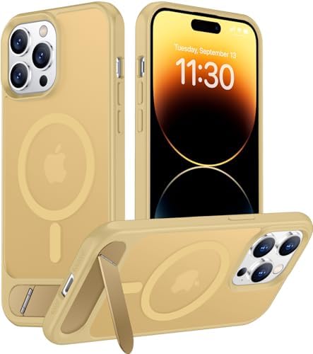 Temdan Magnetic Compatible with iPhone 14 Pro Max Case, [Built-in Invisible Kickstand][Compatible with MagSafe] [Military Grade Shockproof] Slim Translucent Matte Phone Case for iPhone 14 Pro Max 6.7" by Temdan