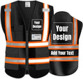 High Visibility Reflective Safety Vest Customize Logo Hi Vis Protective Workwear Outdoor Work Vest (2XL, Black-orange) by YOWESHOP