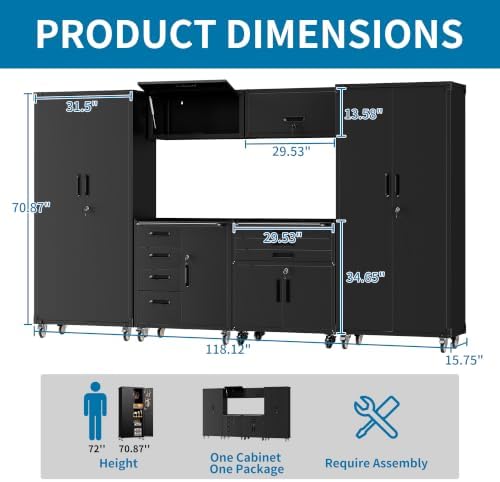6-Piece Garage Storage Cabinets System Heavy Duty Workshop Set - Image 2