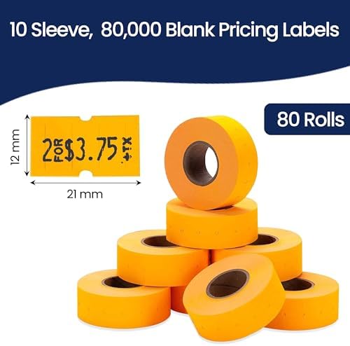 Perco 1 Line Fluorescent Orange Labels - 80,000 Blank Price and Date Gun Labels for Perco Lite, X, Plus and Pro 1 Line Price and Date Guns - 80 Rolls, 10 Sleeves - Made in USA - Image 3
