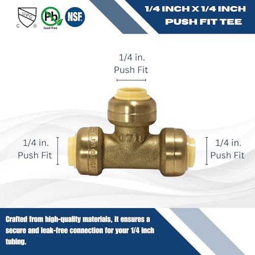 XFITTING Push Fit 1/4 Inch x 1/4 Inch x 1/4 Inch Push Fit Tee, 10 Pieces - Image 3