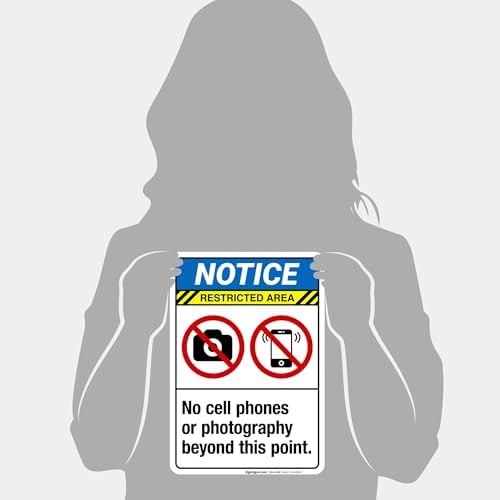 No Cell Phones Or Photography Beyond This Point Sign, ANSI Notice Sign, - Image 4