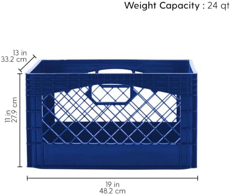 Plastic 24-Quart Rectangle Milk Crate Storage with Handles, 3-Pack - Image 4