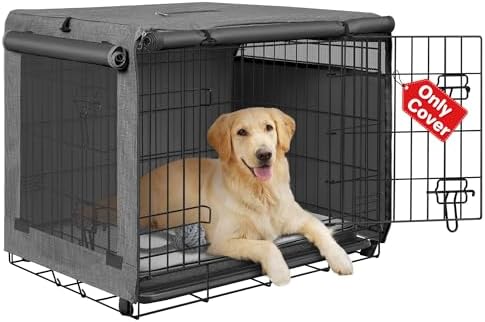 Seiyierr Dog Crate Cover - Kennel Cover Fit for 24 Inch Dog Crate, Double Door Polyester Crate Cover for Wire Dog Crate Indoor Outdoor Protection, Grey by Seiyier