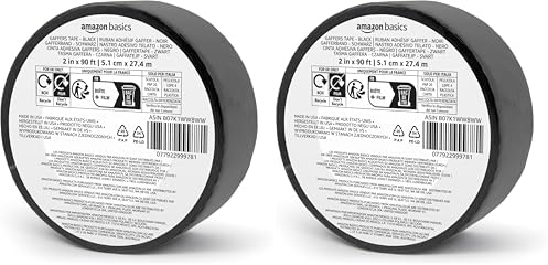 Amazon Basics No Residue, Non-Reflective Gaffers Tape for Photography, 2 inch x 90 feet, Black (Pack of 2) by AmazonBasics
