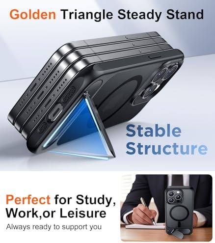 Temdan Magnetic Compatible with iPhone 15 Pro Case, [Built-in Invisible Kickstand][Compatible with MagSafe] [Military Grade Shockproof] Slim Translucent Matte Phone Case for iPhone 15 Pro 6.1" - Image 5