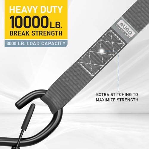 AUGO Heavy Duty Soft Loops –Pack of 6-1.5” x 17” Tie Down Anchor Straps for Use w/Ratchet Strap Hooks – 3000Lb Load Capacity & 10,000Lb Break Strength – Great for Motorcycle, Bike, Roof Rack, Etc. - Image 3
