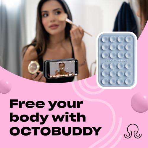 OCTOBUDDY Classic - Silicone Suction Phone Case Adhesive Mount - Hands-Free, Strong Grip Holder for Selfies & Videos - iPhone & Android Compatible - 2.25″ x 3.25″, Baby Blue (Pack of 3) - Image 3