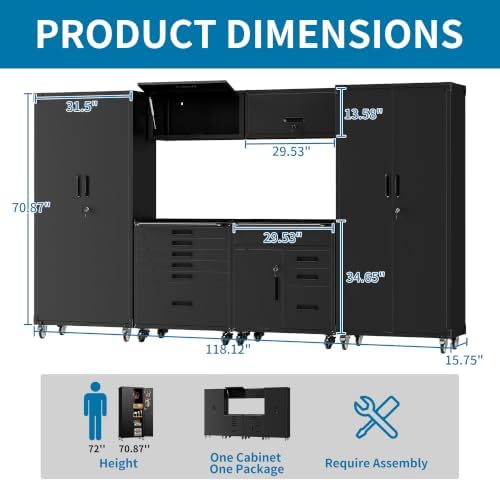 6-Piece Garage Storage Cabinets System Heavy Duty Workshop Set - Image 2