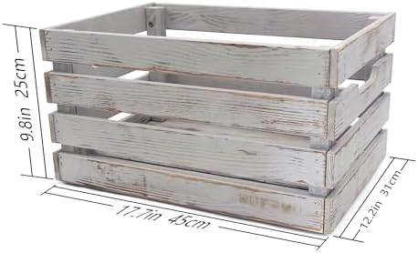 Gray Wooden Crates are Mainly Suitable for Storage, Tool Crate, Wine Crate, Camping, and Other Multi-Purpose. Rustic Style, They are Sturdy and Durable, set of 2 Length of 17.7 inches. - Image 2