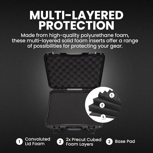 NANUK 915 Hard Case with Cubed Foam – Compact Waterproof Travel Camera Hard Case with Padded Dividers, 13.8” x 9.3” x 6.2” – Dustproof and Impact Resistant, Airline Carry-On Approved – Black - Image 3