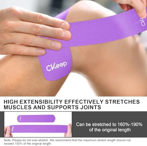 CKeep Kinesiology Tape precut Strips, 40 Count Elastic k Tape, Purple - Image 2