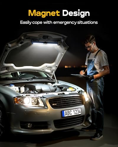 Mechanics Work Light, Under Hood Working Light Bar with Magnetic, 5600AH 3600LM Portable Cordless Work Light for Mechanic, Job Site Lighting for Underhood/Mechanic/Car Repairing/Garage -Blue - Image 4
