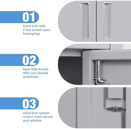 SUXXAN 71-Inch Grey Metal Storage Cabinet with Locking Doors - Image 7