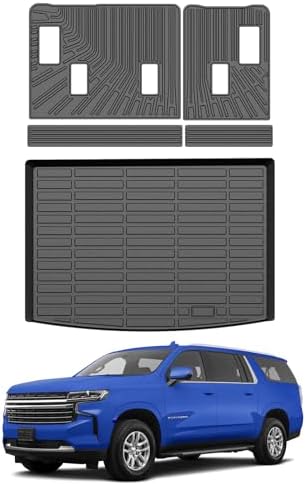 Mixsuper Cargo Liner for Chevy Suburban/GMC Yukon XL 2021-2026, All Weather Trunk Mat Backrest Mat TPE Back Seat Cover Protector for Suburban Yukon XL Accessories by Mixsuper