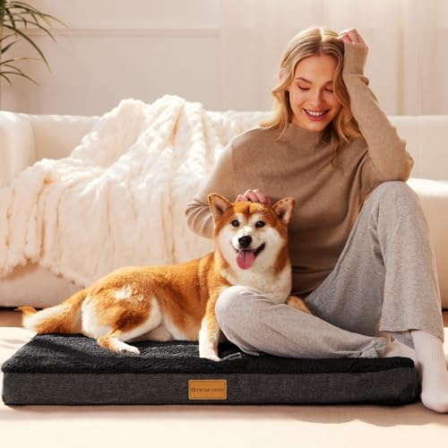 Patas Lague Orthopedic Large Dog Bed Washable Pet Sofa Mat 42''X28'' Black - Image 2