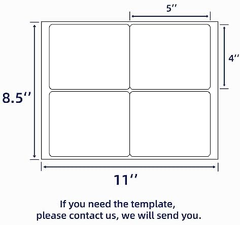 100 Sheets 400 Pcs 4"x5" 4 Up Shipping Address Labels for Laser & Inkjet Printers, Permanent Adhesive 4 per Page Shipping Labels, 4 to a Page Labels, 4 Stickers per Sheet - Image 2